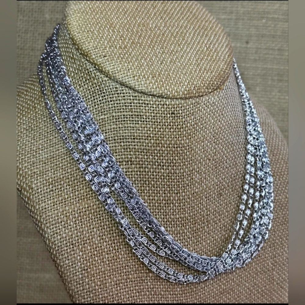 Stunning Vintage Sarah Coventry 8-Strand Silver Tone Chain Necklace – 16" *EUC*